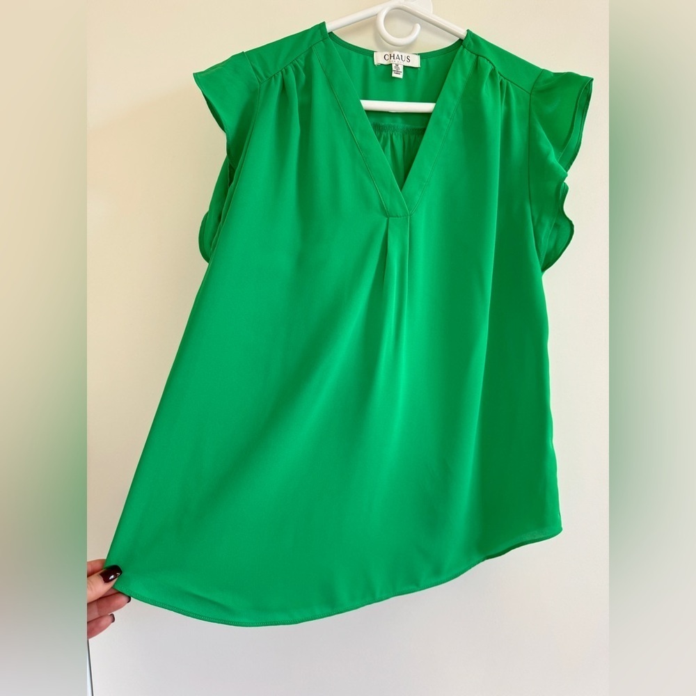 NWT Chaus Women's Green V-Neck Top M - Picture 7 of 8